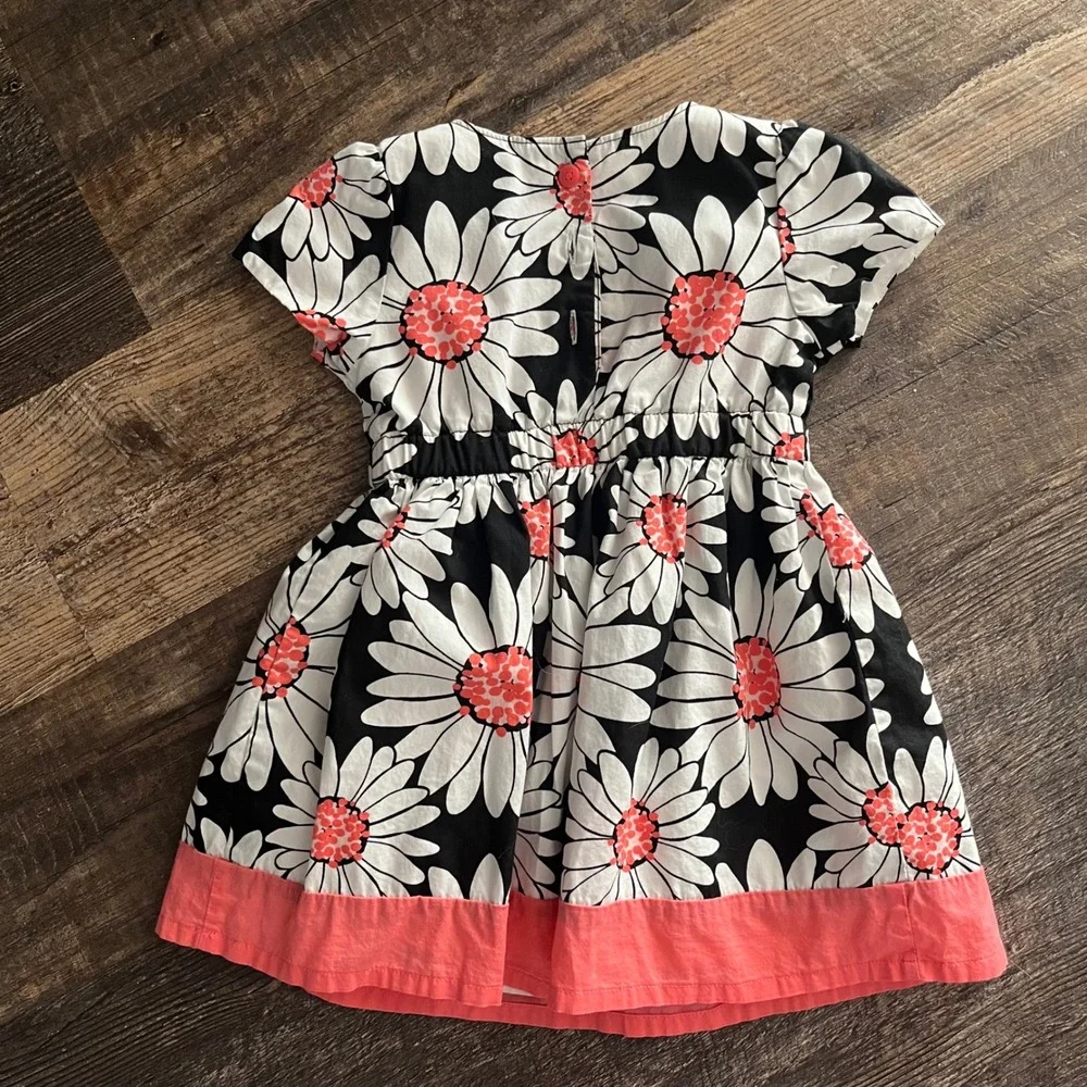 Gymboree Girls Dress Floral Party‎ Casual Short Sleeve Black White 18-24 Months